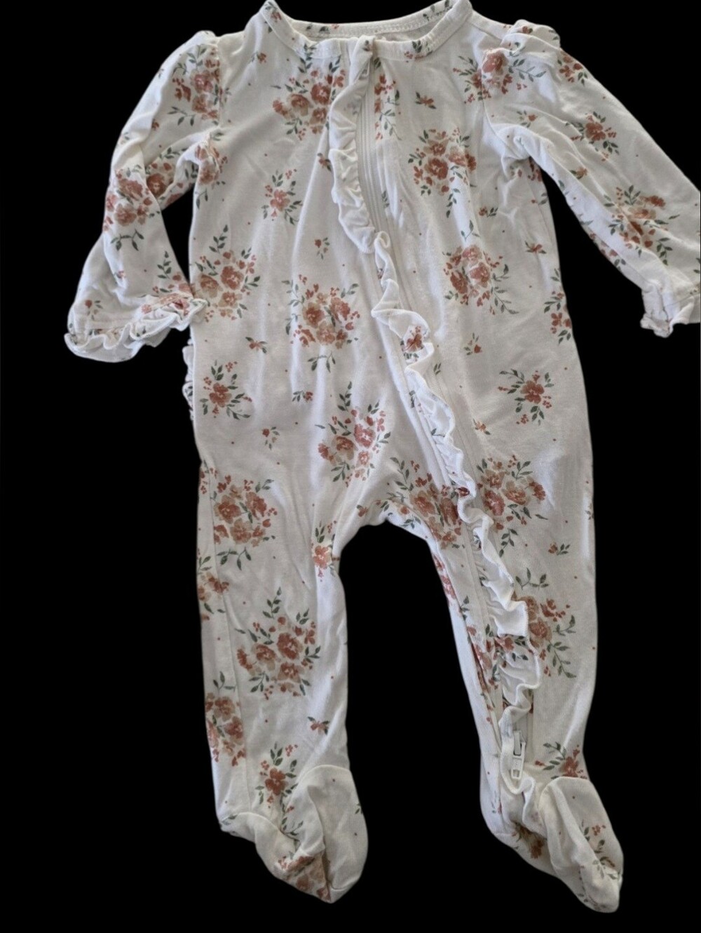 Little Me Baby Girl Floral Ruffle Footies